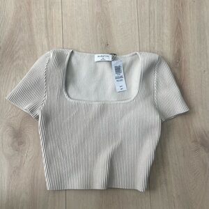 Babaton Beige Ribbed Bodysuit